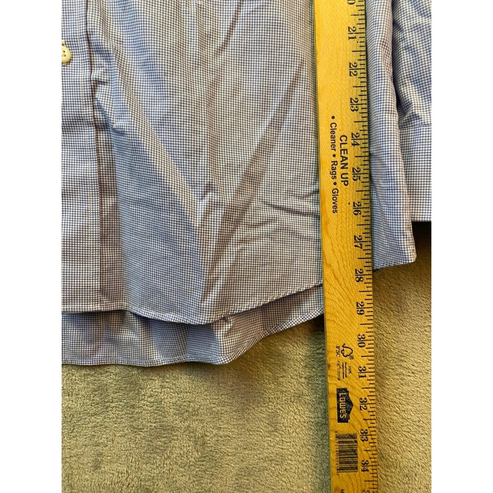 Lauren Ralph Lauren Mens Blue Gingham Slim Fit Non Iron Dress Shirt 16.5 34/35 - Picture 4 of 6